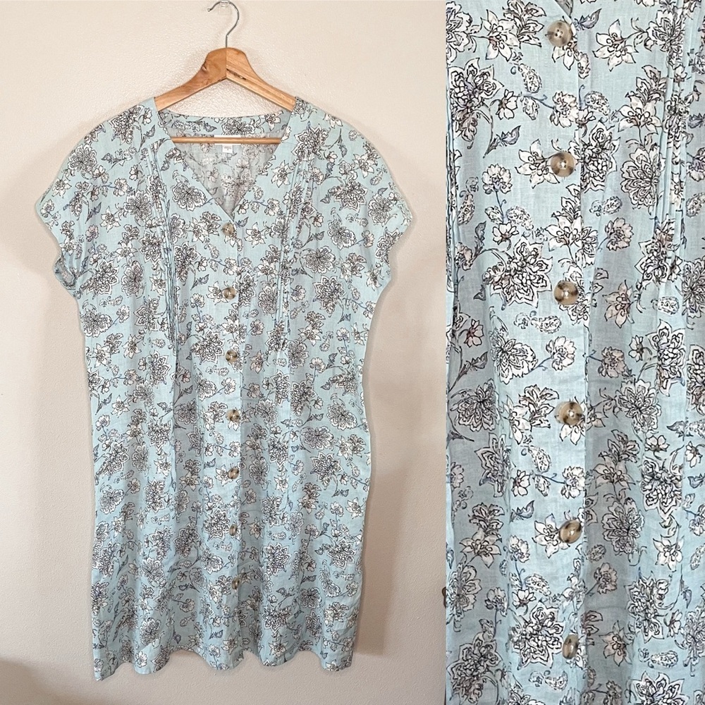J. Jill | Love‎ Linen Blue Floral Sun Dress, size Medium
